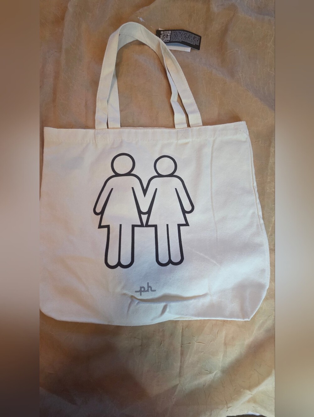 The Phluid Project W x W Canvas Pride Tote Bag Cream NWT 16"×14"×4"